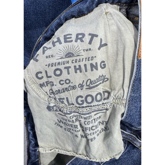 Faherty Jeans Mens 35x28.5 Blue Feel Good Special Weave Organic Cotton Stretch - Picture 10 of 16